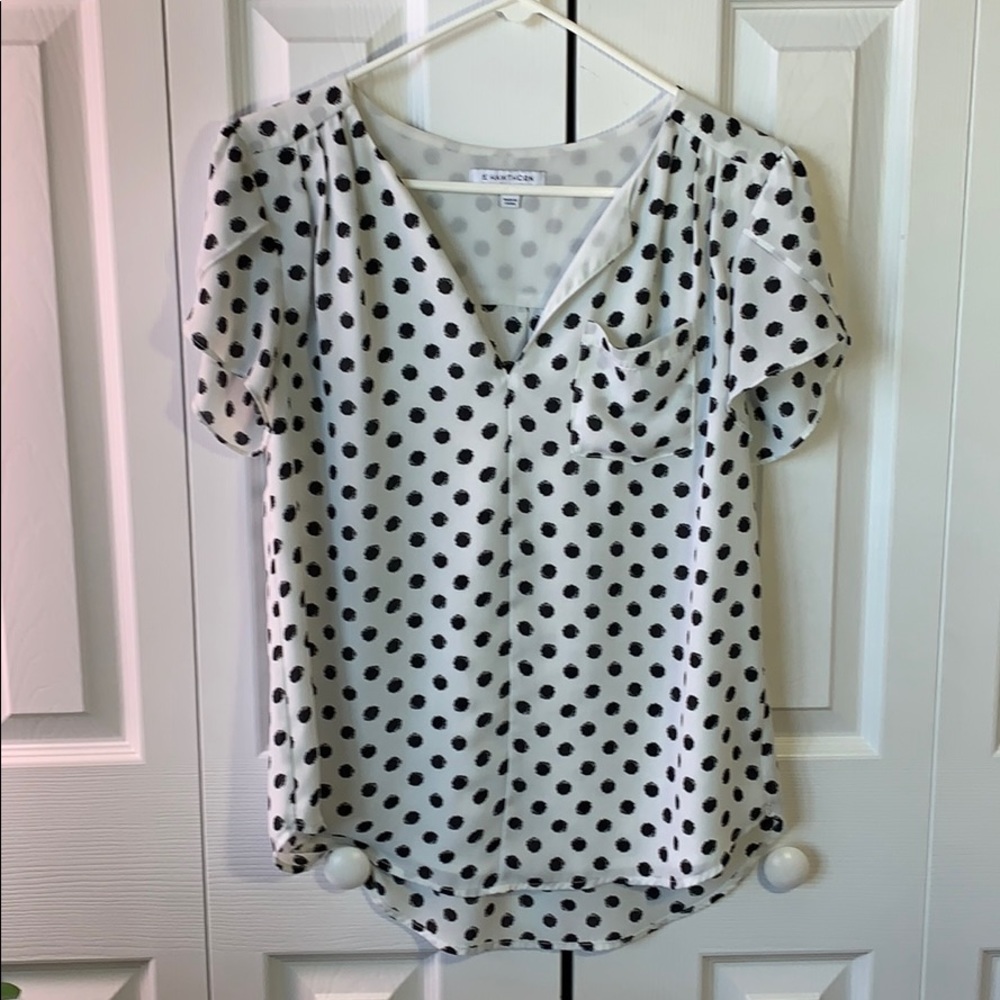 41 Hawthorn White/Black Polka Dot Blouse
